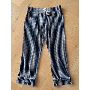 J.Crew Size Medium Petite Pajama Pants Blue White Striped Beach Coastal Lounge